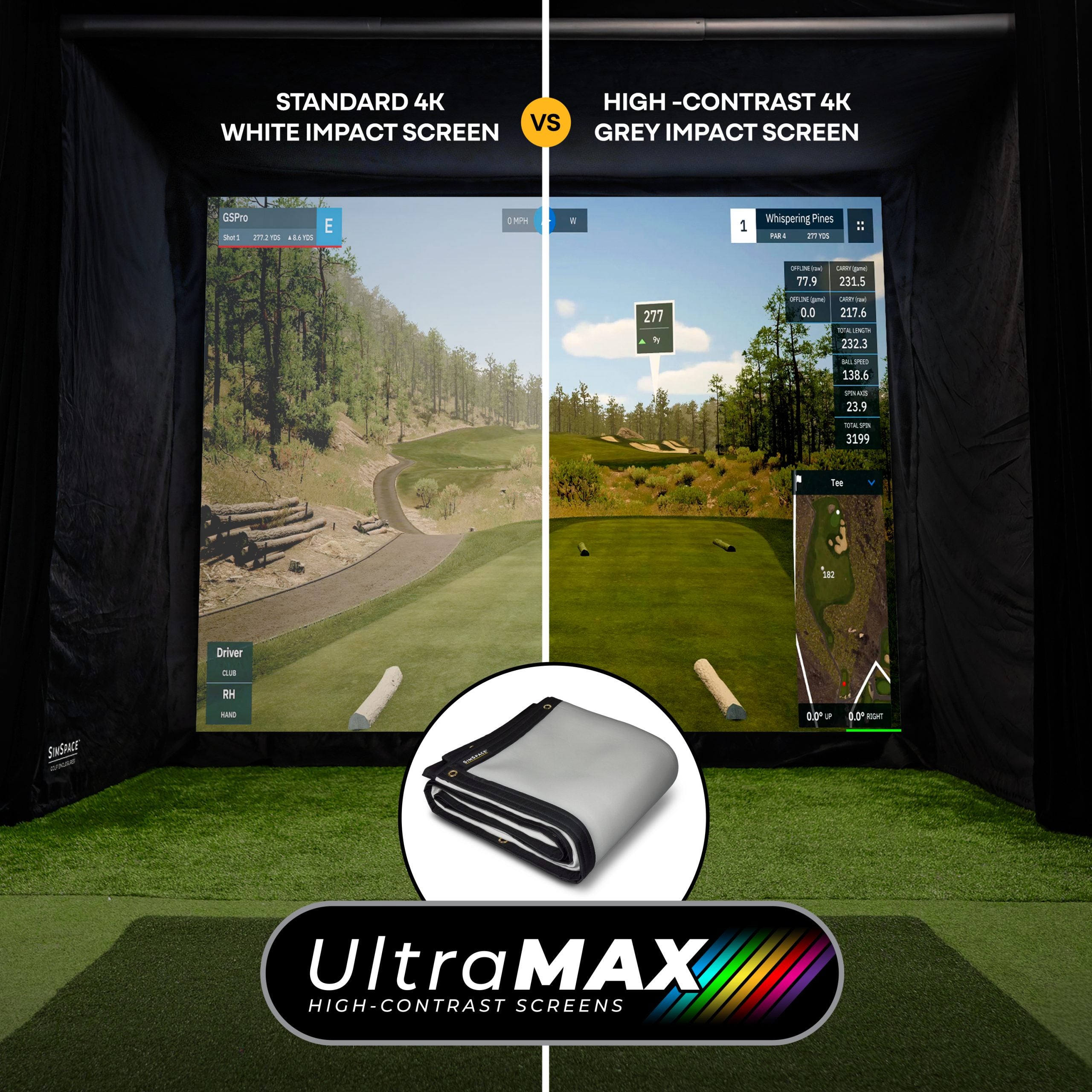 UltraMax High Contrast grey screen enclosures